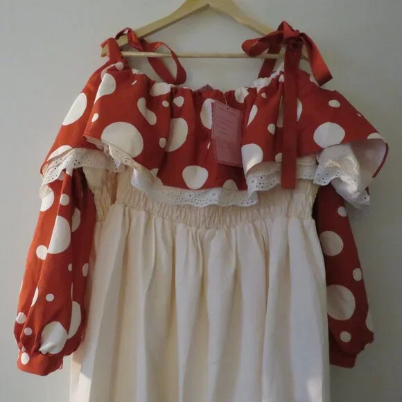 MOCHIPAN Amanita Long Mushroom Dress Whimsical Mushroomcore Coquette 4XL NWT - Picture 12 of 16